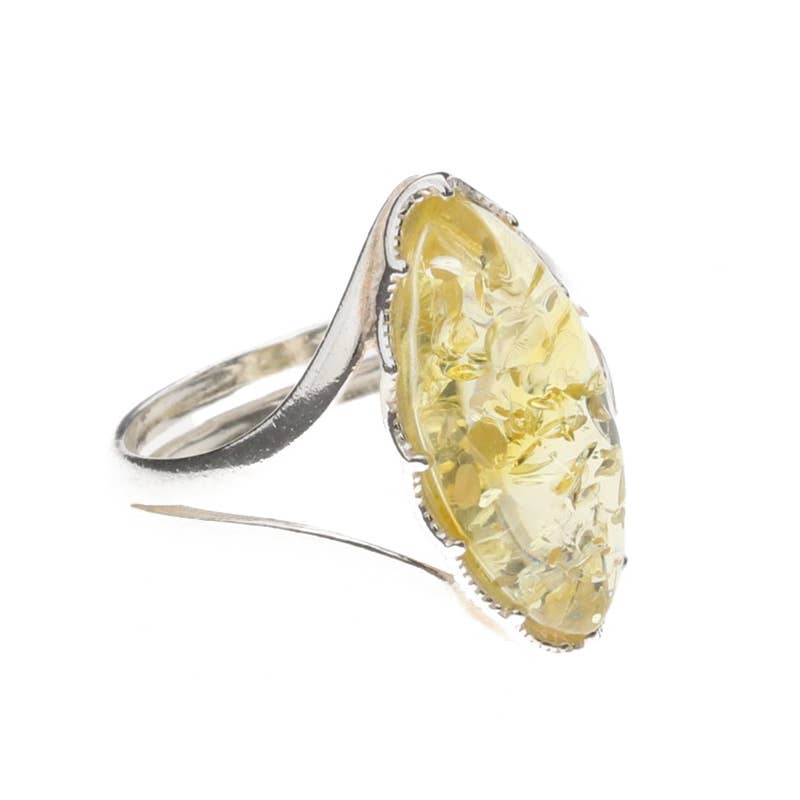 Citrine Amber Sterling Silver Adjustable Ring