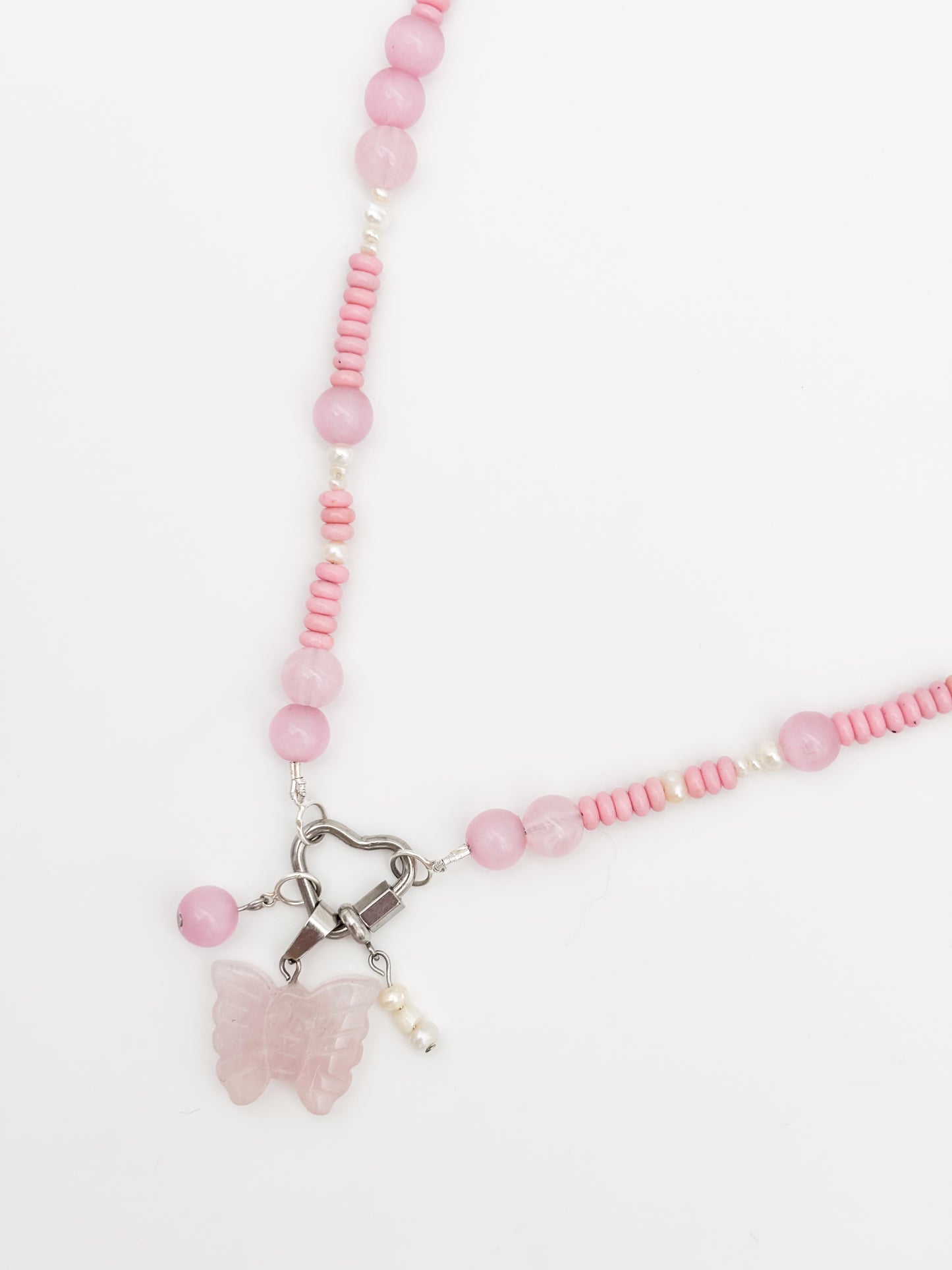 Blush Pearl Gemstone Charm Keeper Necklace