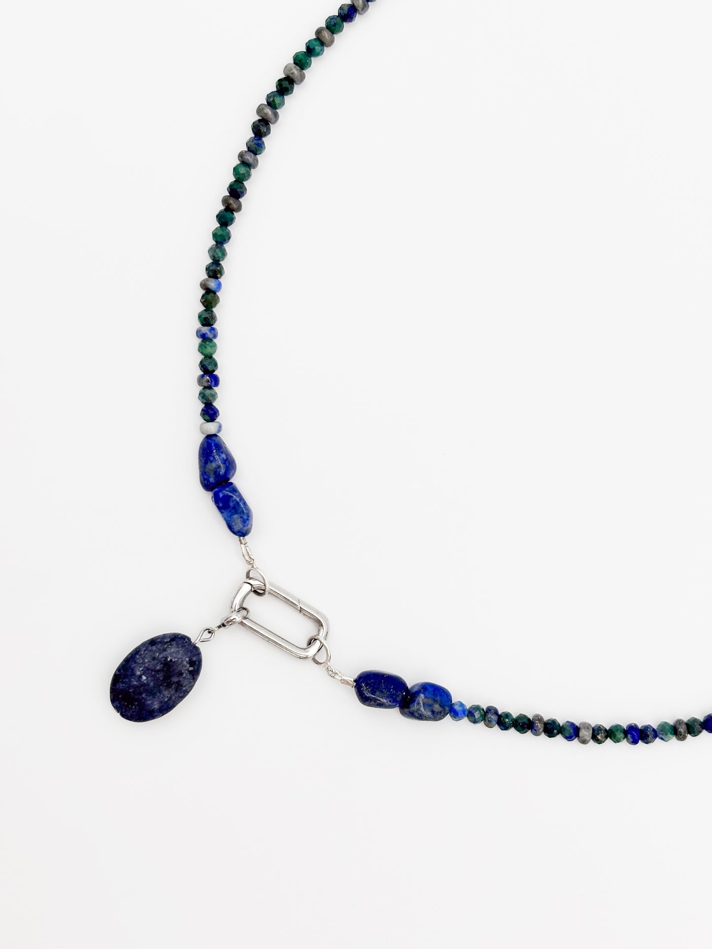 Midnight Lapis Gemstone Charm Keeper Necklace