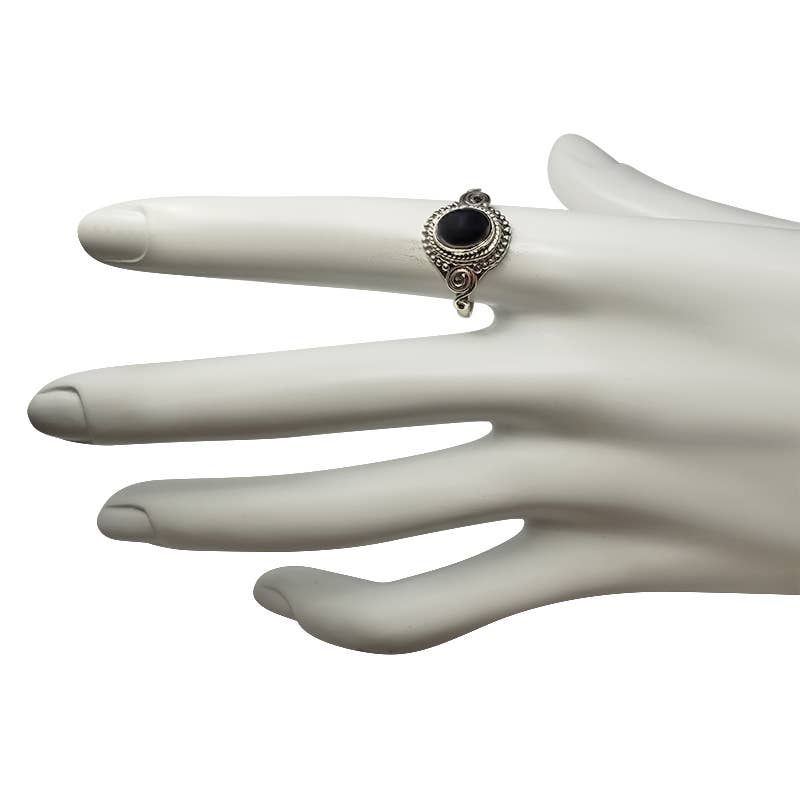 Black Onyx Stone Sterling Silver Ring