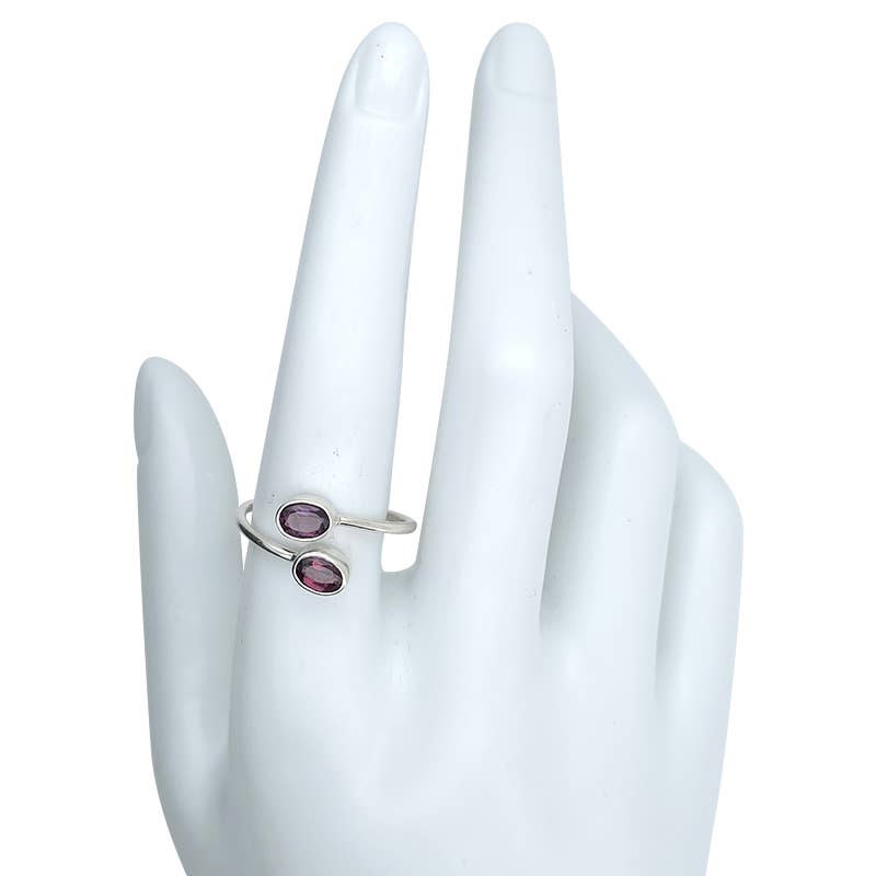 Faceted Amethyst Sterling Silver Adjustable Ring