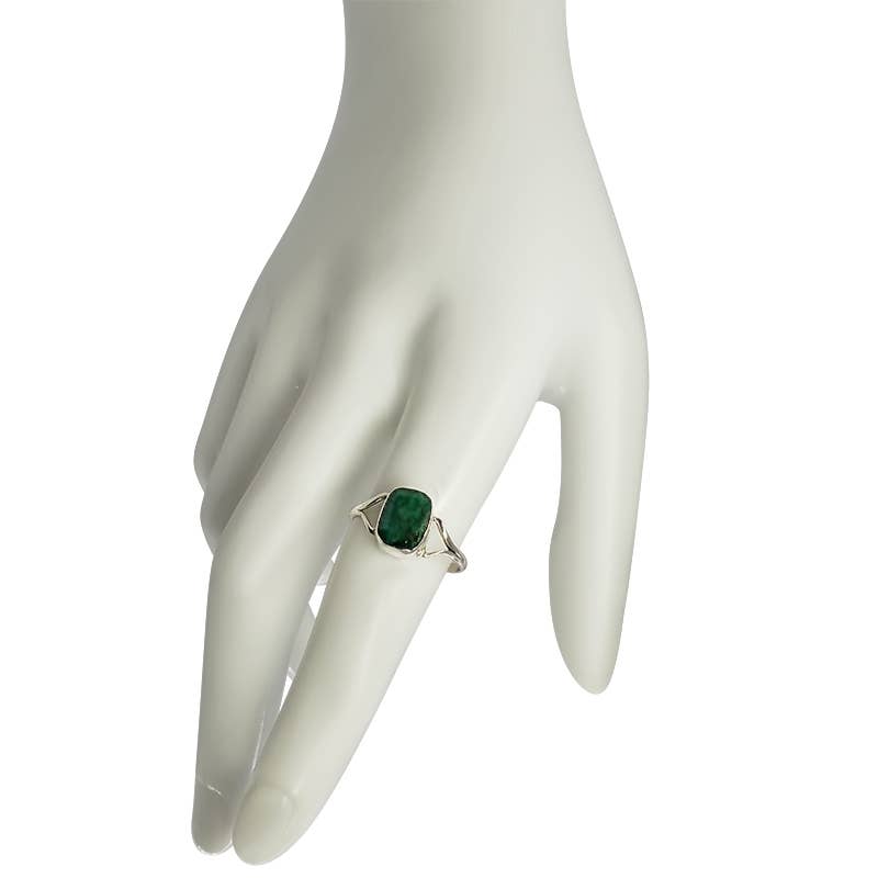 Composite Emerald Stone Sterling Silver Ring