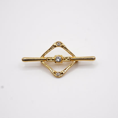 Diamond Bar Gold Pin Brooch