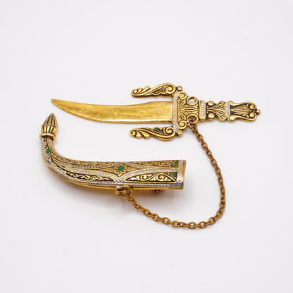 Dagger & Sheath Gold Pin Brooch