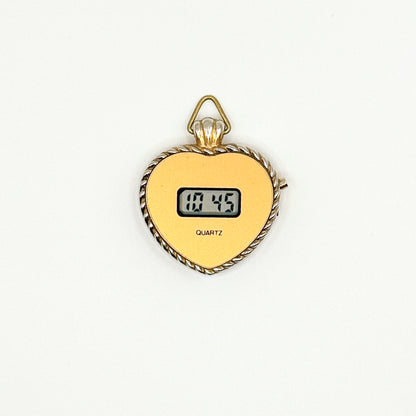 Digi Clock Gold Heart Charm