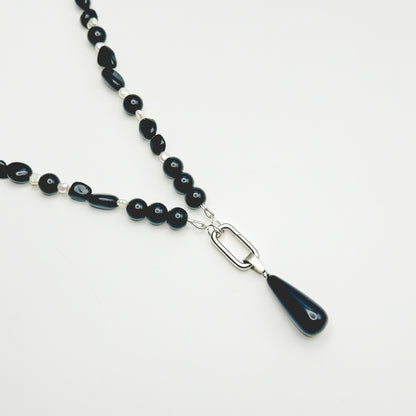 Obsidian & Pearl Beaded Necklace